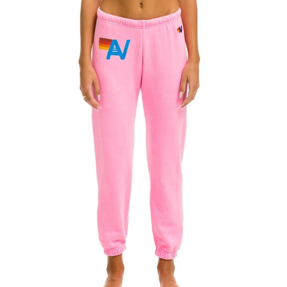 Aviator Nation Logo Sweatpants Neon Pink Joggers Size Medium NWT New